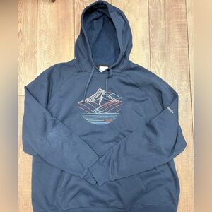 Columbia Navy Hoodie with Multicolor Mountain Graphic